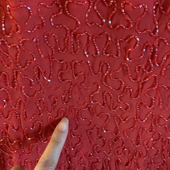 Vintage y2k debut maxi fully beaded red dress - Picture 11 of 14